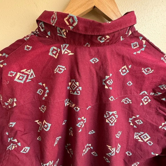 Vintage Wrangler Shirt Mens Sz 17x 35 Long Tails Aztec Southwestern Button Down - Picture 3 of 5
